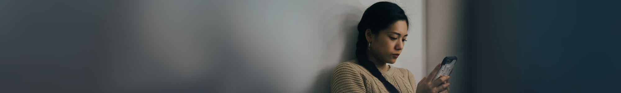 Woman on phone banner